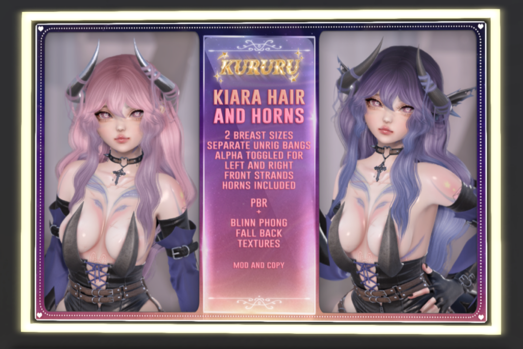 Kiara Hair and Horns, L$499 each