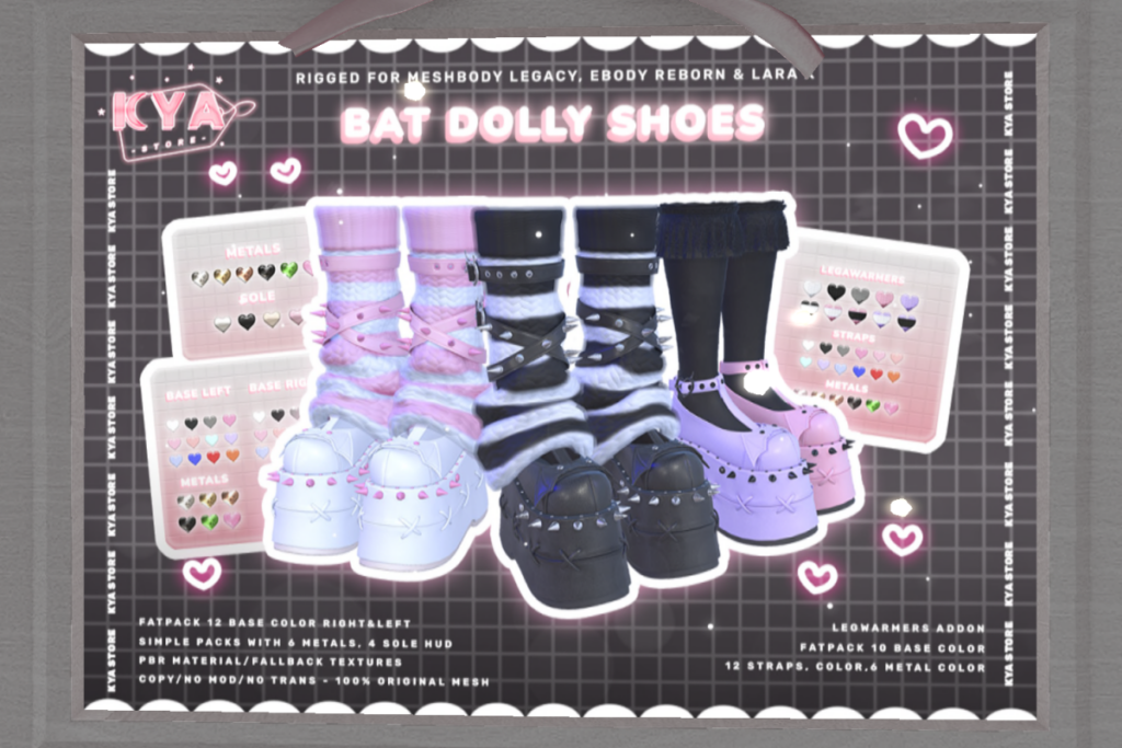 Batty Doll Shoes - Legacy/MaitreyaX/Reborn, L$200 each/L$800 FP