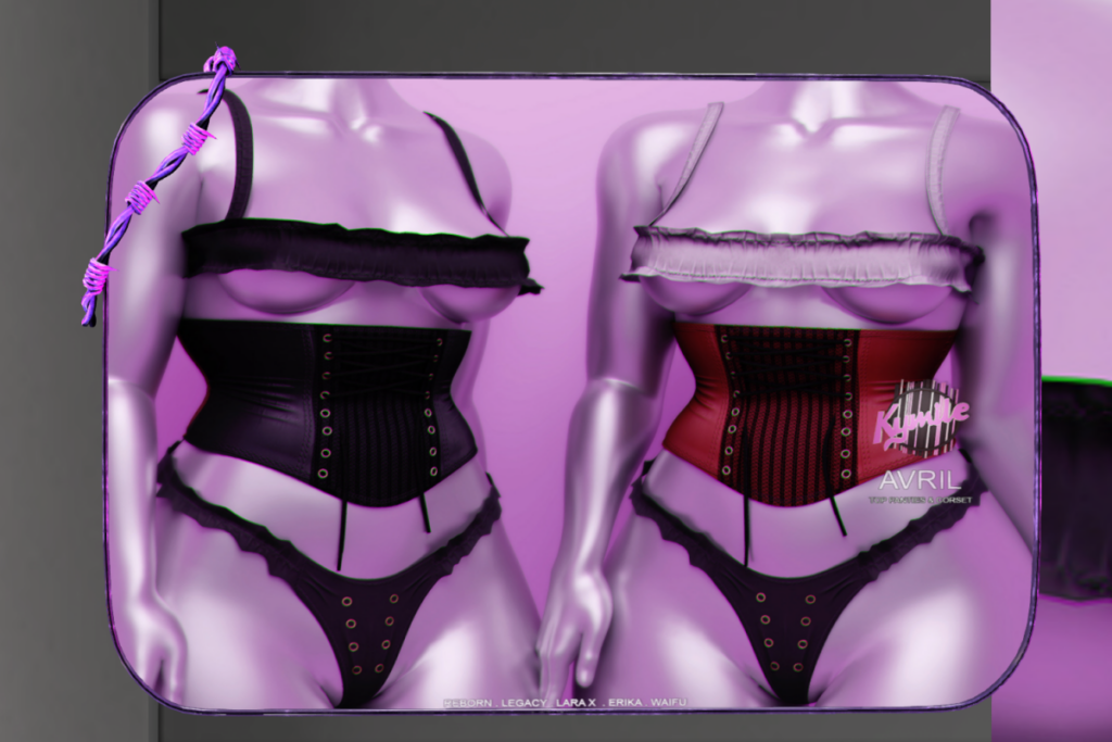 Avril Top, Corset, &amp; Pantie - Erika/Legacy/MaitreyaX/Reborn/+mods, L$299 each/L$999 each FP/L$1999 MP