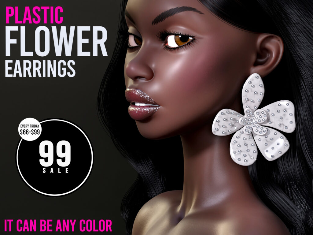 Plastic Flower Earrings	&lt;a href=&quot;http://maps.secondlife.com/secondlife/Triple%20Trouble/59/214/22&quot; target=&quot;_blank&quot;&gt;Teleport&lt;/a&gt;