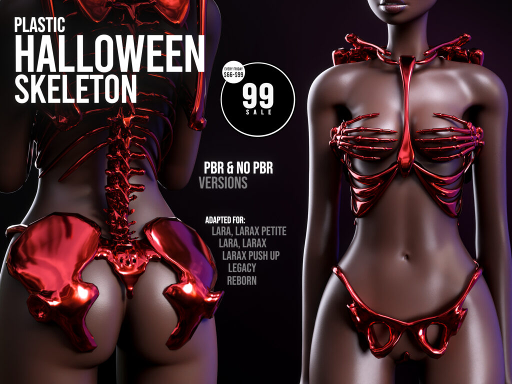 Plastic Halloween Skeleton Red Outfit - Legacy/Maitreya/Reborn/+mods	&lt;a href=&quot;http://maps.secondlife.com/secondlife/Triple%20Trouble/59/214/22&quot; target=&quot;_blank&quot;&gt;Teleport&lt;/a&gt;