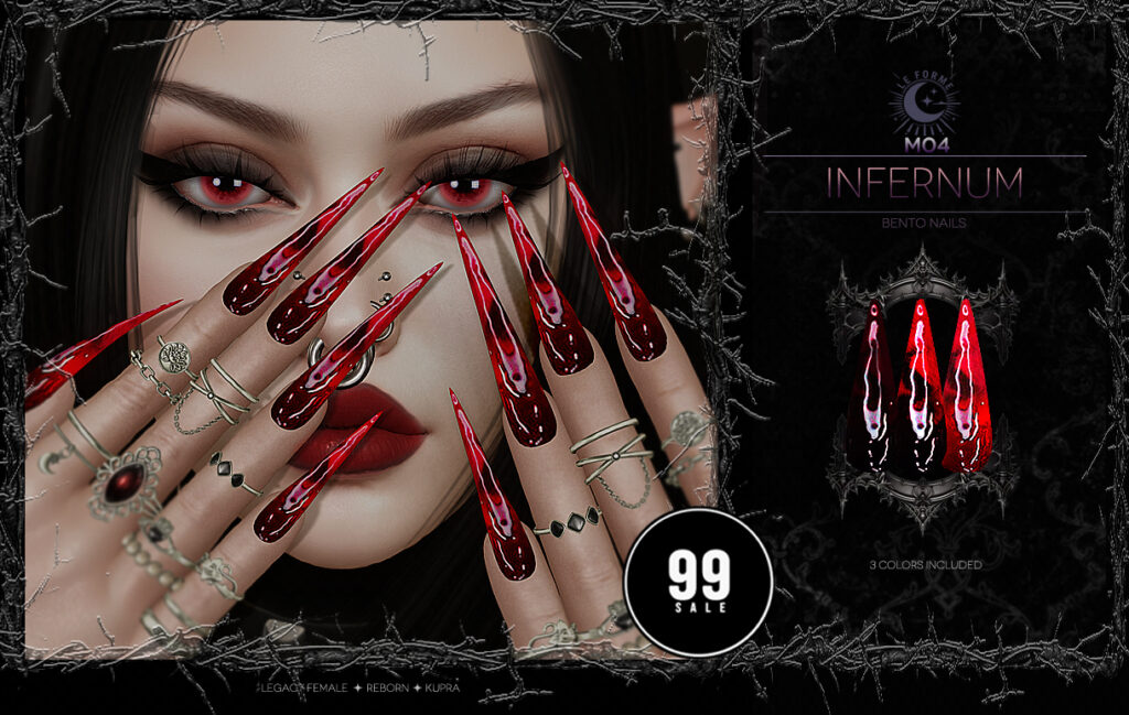 M04 Infernum Nails - Inithium/Legacy/Reborn	&lt;a href=&quot;http://maps.secondlife.com/secondlife/Flamingo%20District/208/76/2203&quot; target=&quot;_blank&quot;&gt;Teleport&lt;/a&gt;