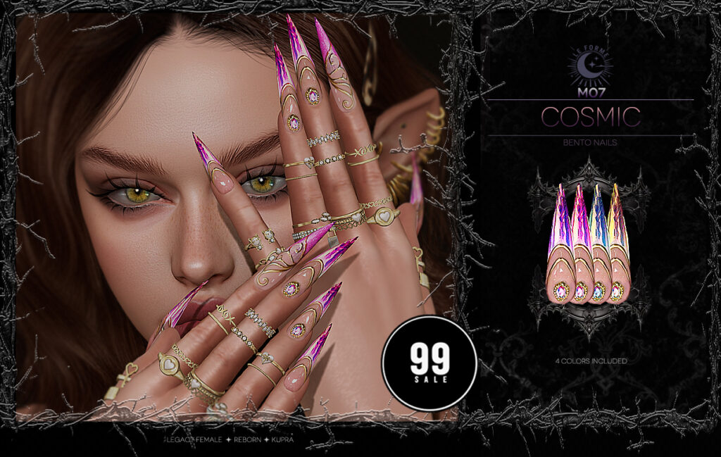 M07 Cosmic Nails - Inithium/Legacy/Reborn	&lt;a href=&quot;http://maps.secondlife.com/secondlife/Flamingo%20District/208/76/2203&quot; target=&quot;_blank&quot;&gt;Teleport&lt;/a&gt;