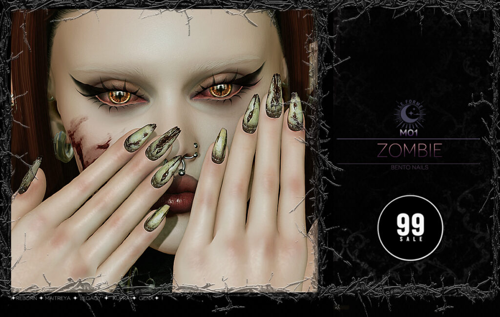 M01 Zombie Nails - GenX/Inithium/Legacy/Maitreya/Reborn	&lt;a href=&quot;http://maps.secondlife.com/secondlife/Flamingo%20District/208/76/2203&quot; target=&quot;_blank&quot;&gt;Teleport&lt;/a&gt;
