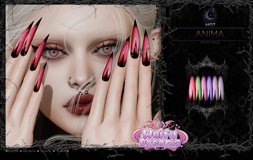 M07 Anima Nails - Inithium/Legacy/Maitreya/Reborn	&lt;a href=&quot;http://maps.secondlife.com/secondlife/Flamingo%20District/208/76/2203&quot; target=&quot;_blank&quot;&gt;Teleport&lt;/a&gt;