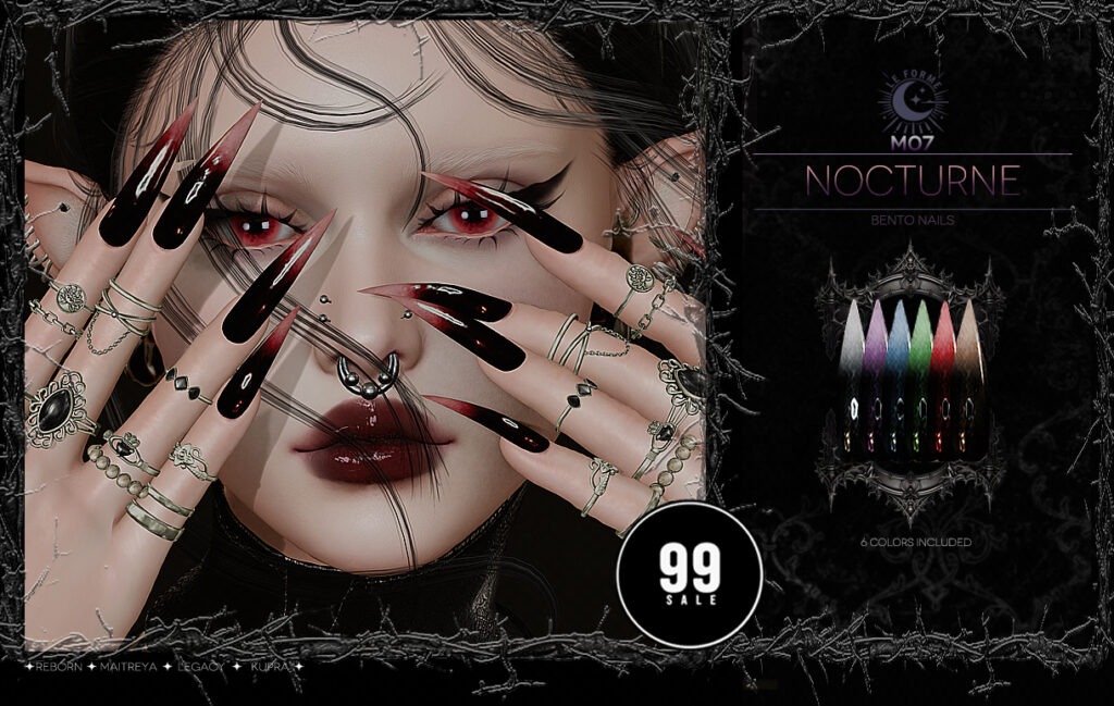 M07 Nocturne Nails - Inithium/Legacy/Maitreya/Reborn	&lt;a href=&quot;http://maps.secondlife.com/secondlife/Flamingo%20District/208/76/2203&quot; target=&quot;_blank&quot;&gt;Teleport&lt;/a&gt;