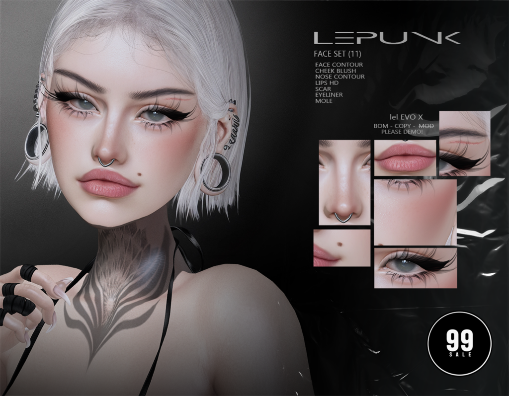 Face Set 11 Makeup - EvoX	&lt;a href=&quot;http://maps.secondlife.com/secondlife/xLUMINOUS%20HALLWAYx/127/61/22&quot; target=&quot;_blank&quot;&gt;Teleport&lt;/a&gt;