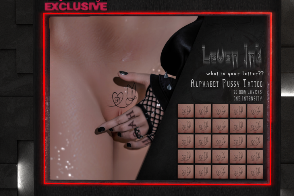 Alphabet Pussy Tattoo, L$300