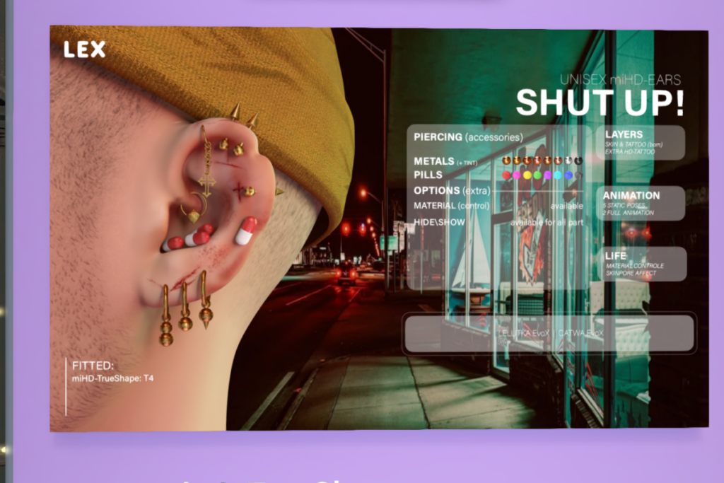 Shut Up! - MiHD Ears	&lt;a href=&quot;http://maps.secondlife.com/secondlife/Clair%20Obscur/132/47/23&quot; target=&quot;_blank&quot;&gt;Teleport&lt;/a&gt;