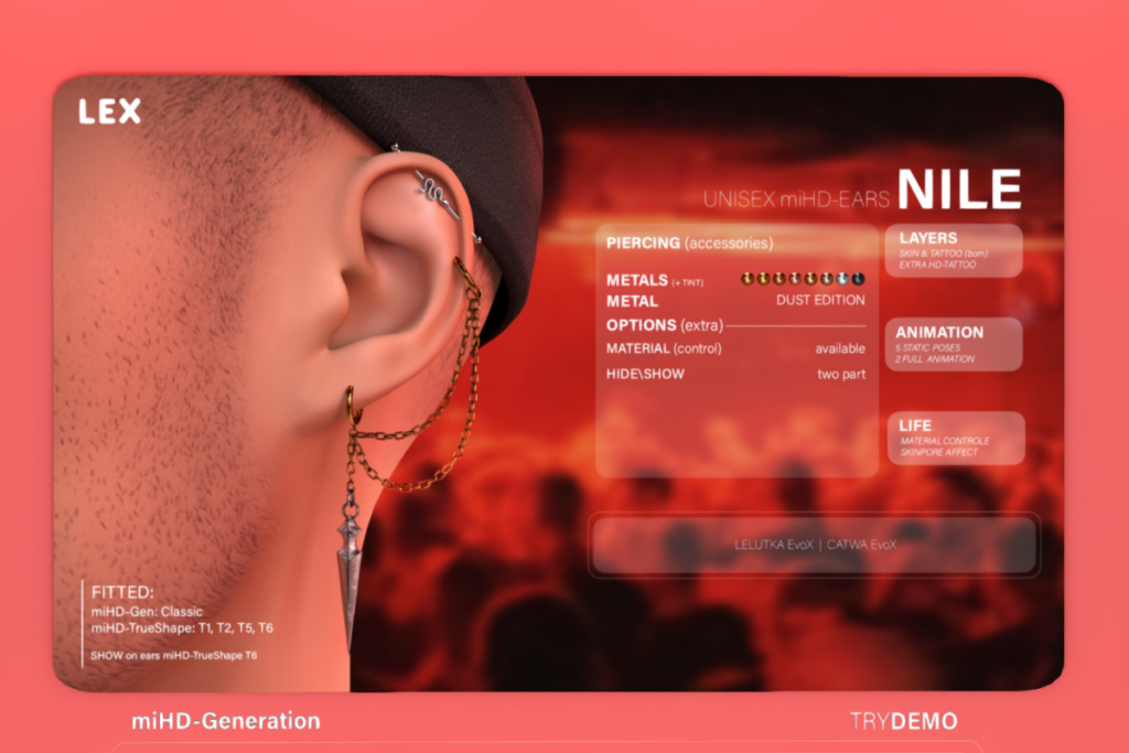 Nile Piercings - miHD Gen Classic/miHD TrueShape, L$349-L$449 each