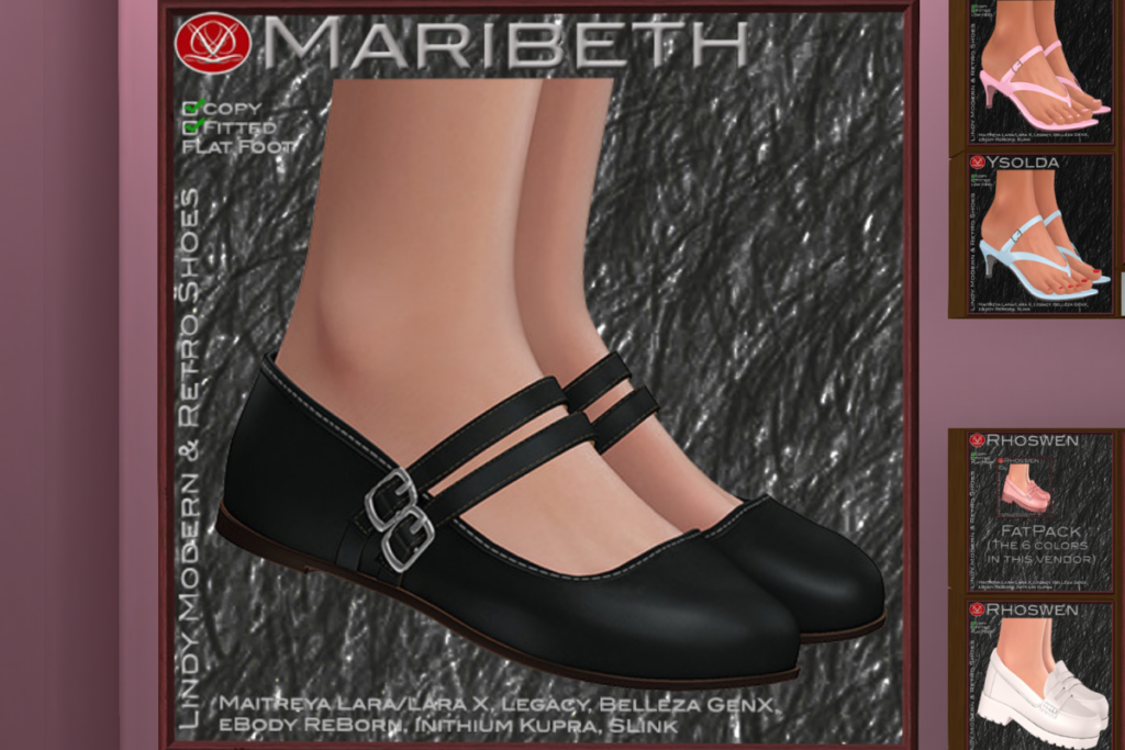 Maribeth Shoes - GenX/Inithium/Legacy/Maitreya/Reborn/Slink/+mods, L$189 each/L$567 FP