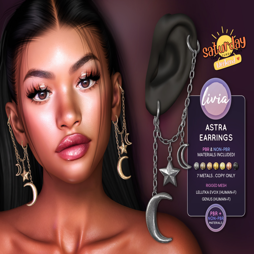 Astra Earrings - EvoX Human F/Genus Human F	&lt;a href=&quot;http://maps.secondlife.com/secondlife/Gauguin/93/195/21&quot; target=&quot;_blank&quot;&gt;Teleport&lt;/a&gt;