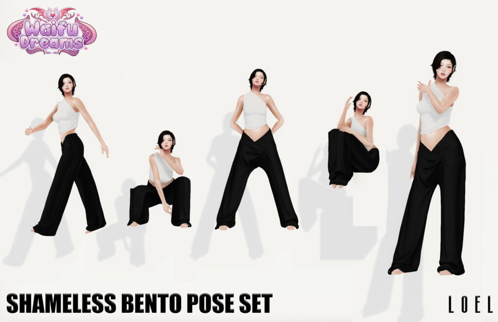 Shameless Poses	&lt;a href=&quot;http://maps.secondlife.com/secondlife/Stargazer%20Galaxy/101/47/3118&quot; target=&quot;_blank&quot;&gt;Teleport&lt;/a&gt;