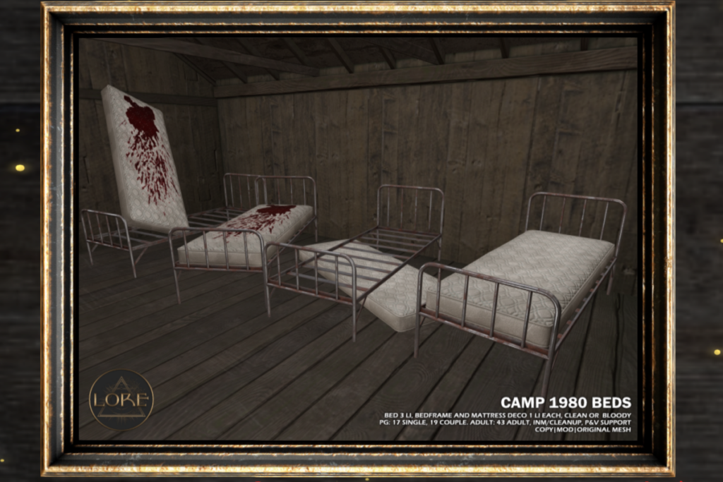 Camp 1980 Beds, L$450 PG/L$900 Adult/L$1500 FP