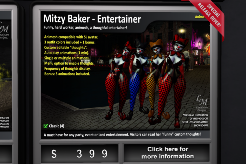 Mitzy Baker Entertainer, L$399