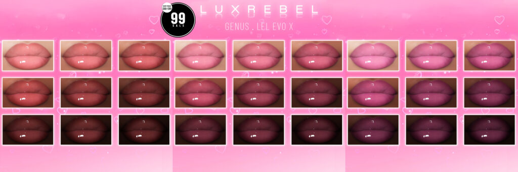 Lipgloss #5 - EvoX/Genus	&lt;a href=&quot;http://maps.secondlife.com/secondlife/Sacred%20Woods/113/230/2802&quot; target=&quot;_blank&quot;&gt;Teleport&lt;/a&gt;