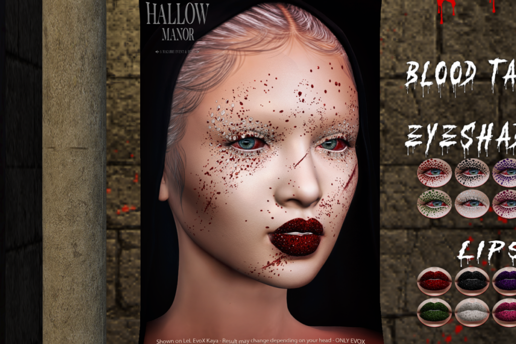 Bloody Sin Eyeshadow, Lipstick, &amp; Blood Tattoo - EvoX, L$50-L$150 each/L$299 FP