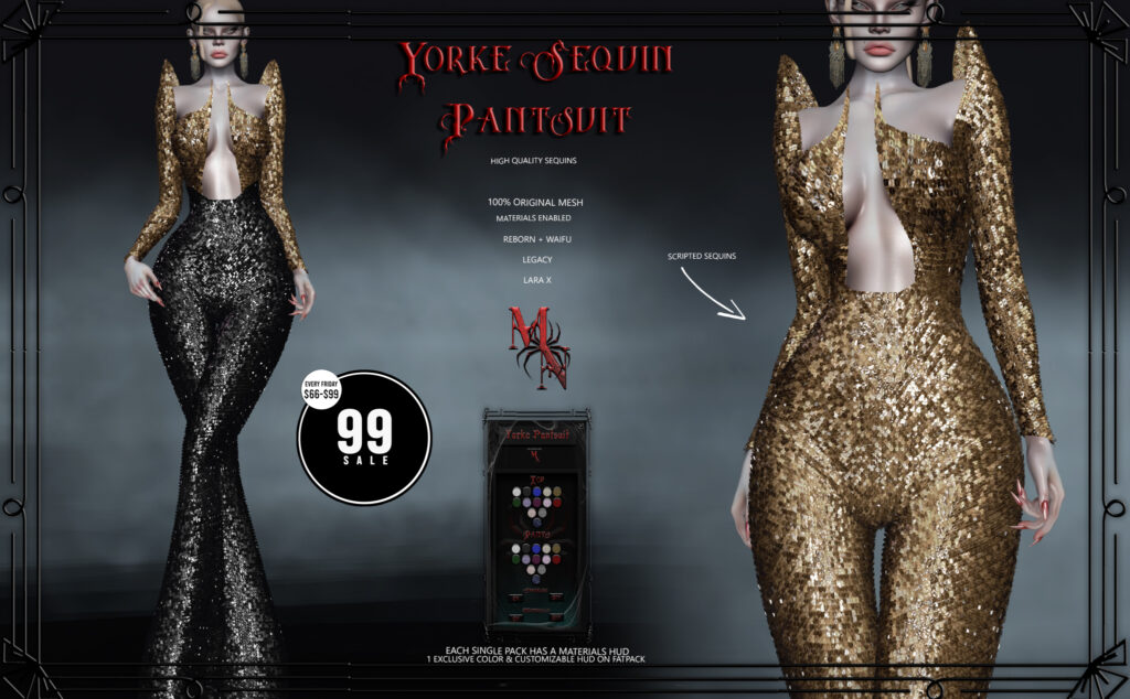 Yorke Sequin Pantsuit - Legacy/MaitreyaX/Reborn	&lt;a href=&quot;http://maps.secondlife.com/secondlife/Madame%20Noir/69/142/31&quot; target=&quot;_blank&quot;&gt;Teleport&lt;/a&gt;