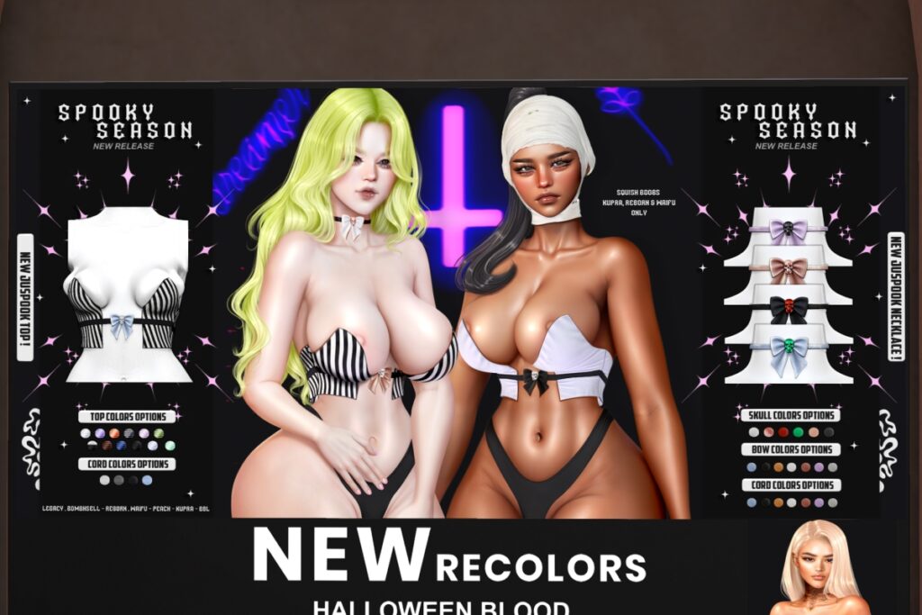 Juspook Top &amp; Choker - Inithium/Legacy/Peach/Reborn/Yentements/+mods, L$499-L$1999 each FP