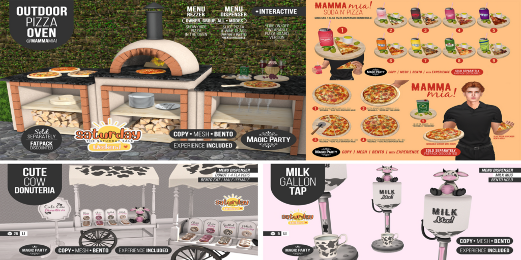 Outdoor Pizza Oven | Mama Mia Soda N&#039; Pizza | Cute Cow Donuteria | Milk Gallon Tap	&lt;a href=&quot;http://maps.secondlife.com/secondlife/Amber%20Cove/180/240/25&quot; target=&quot;_blank&quot;&gt;Teleport&lt;/a&gt;