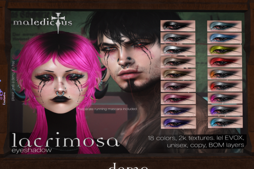 Lacrimosa Eyeshadow - EvoX, L$199-L$399 each/L$540 FP