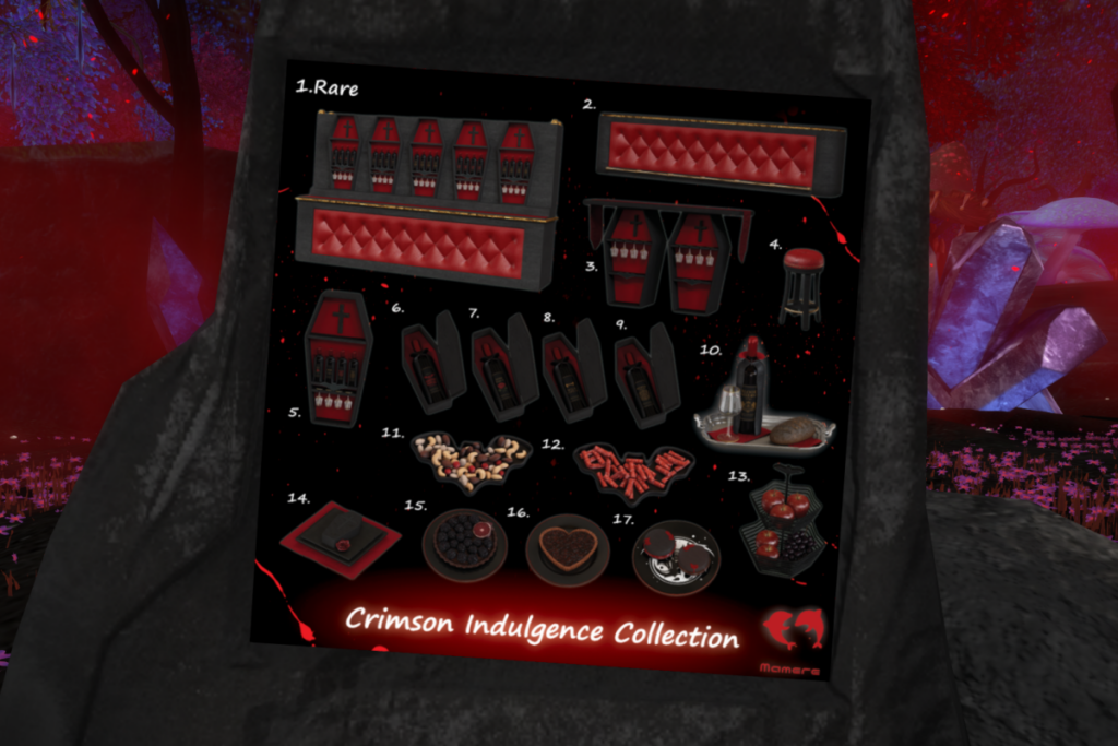Crimson Indulgence Collection, L$100 per play/L$3000 FP