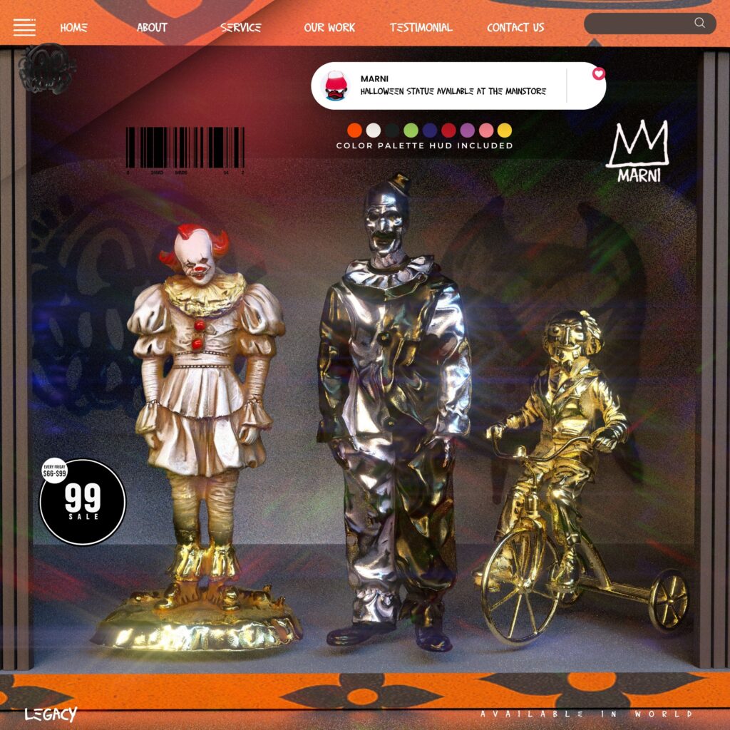 Halloween Statue	&lt;a href=&quot;http://maps.secondlife.com/secondlife/Marni/145/172/1832&quot; target=&quot;_blank&quot;&gt;Teleport&lt;/a&gt;