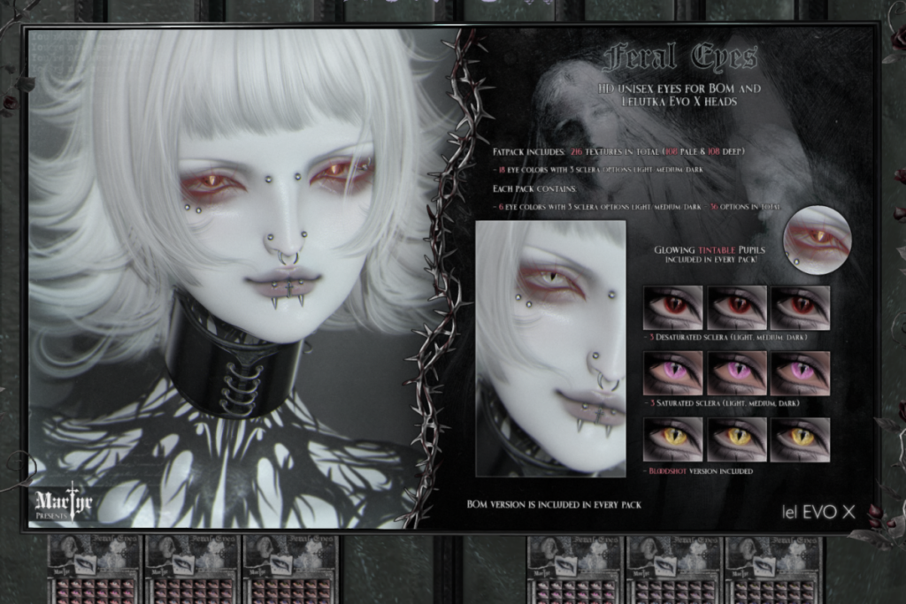 Feral Eyes - EvoX, L$244 each/L$600 FP