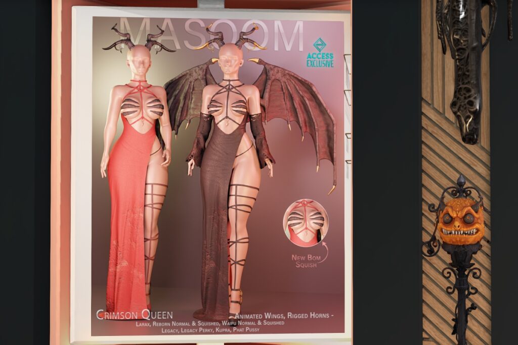 Crimson Queen Outfit - Inithium/Legacy/MaitreyaX/Reborn/+mods, L$255 each/L$555-L$1555 each FP/L$3955 MP
