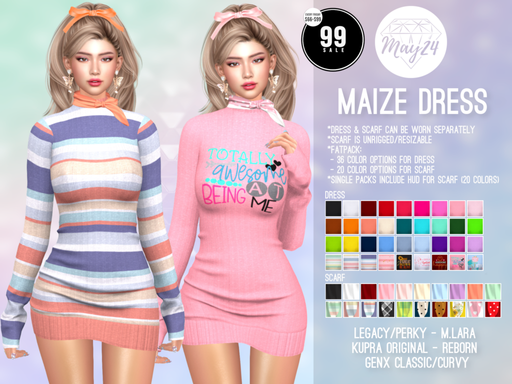 Maize Dress - GenX/Inithium/Legacy/Maitreya/Reborn/+mods	&lt;a href=&quot;http://maps.secondlife.com/secondlife/Highway%20Star/144/134/23&quot; target=&quot;_blank&quot;&gt;Teleport&lt;/a&gt;