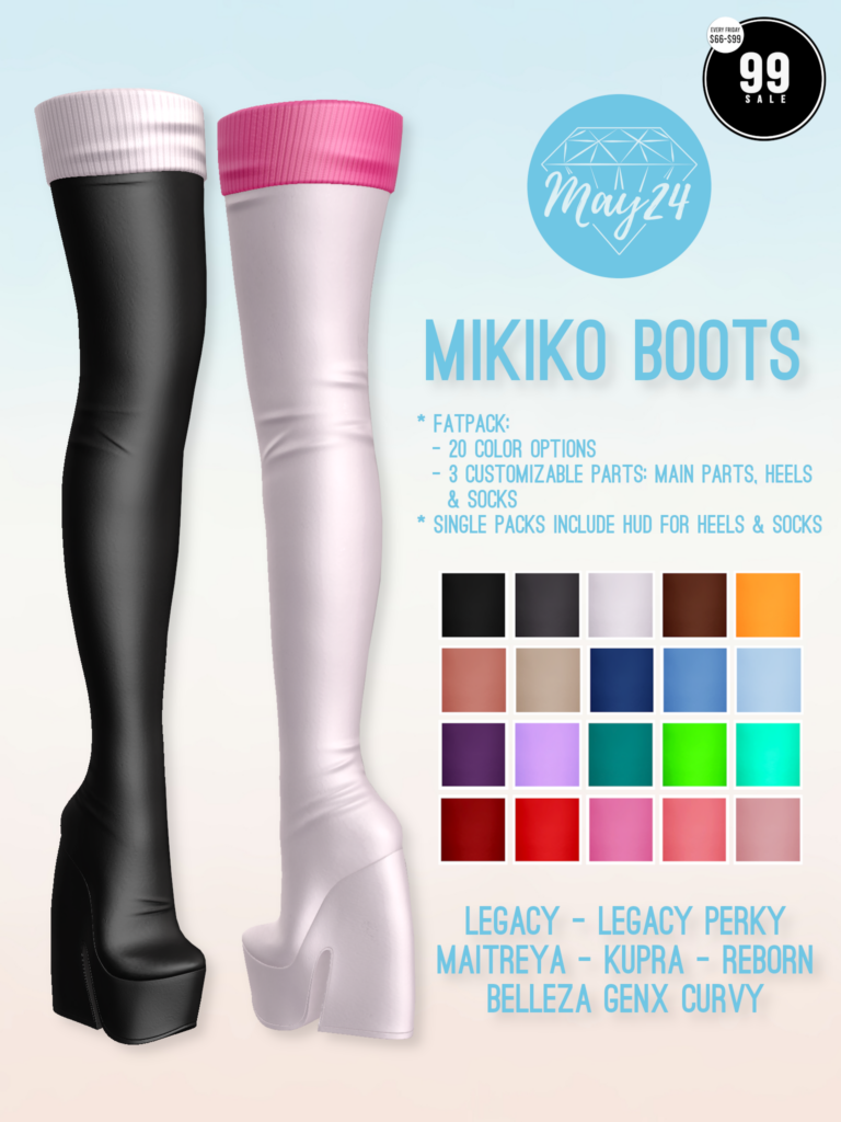 Mikiko Boots - GenX Curvy/Inithium/Legacy/Maitreya/Reborn/+mods	&lt;a href=&quot;http://maps.secondlife.com/secondlife/Highway%20Star/144/134/23&quot; target=&quot;_blank&quot;&gt;Teleport&lt;/a&gt;