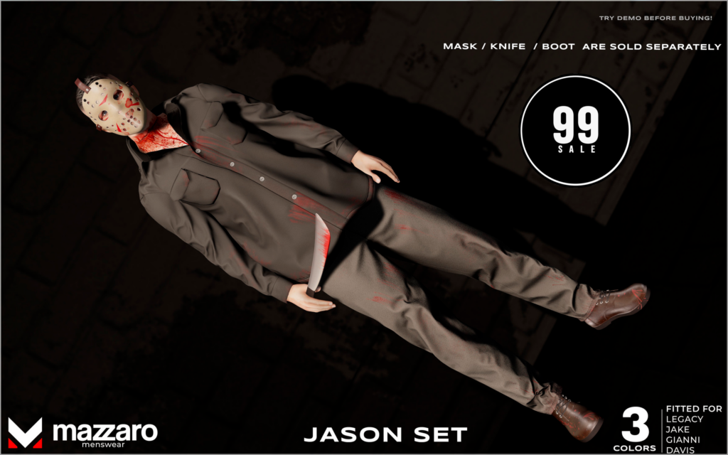 Jason Set - Jake/Legacy/Signature	&lt;a href=&quot;http://maps.secondlife.com/secondlife/Heartbreak/131/129/166&quot; target=&quot;_blank&quot;&gt;Teleport&lt;/a&gt;