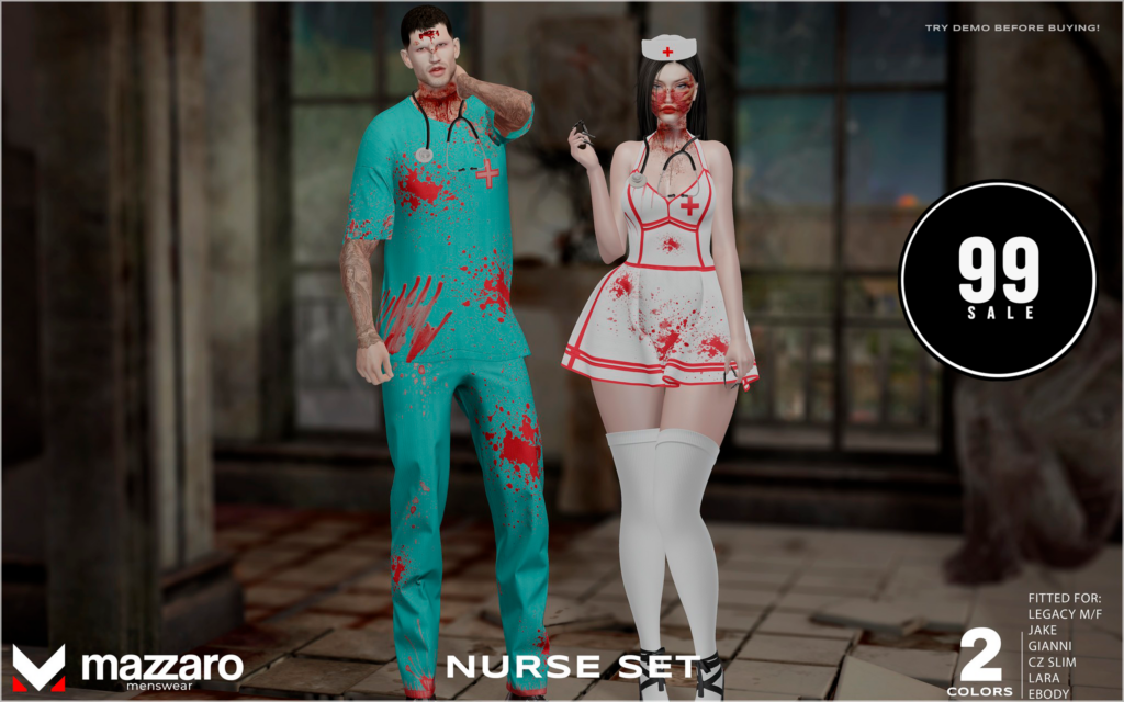 Nurse Set - CZ Slim/Gianni/Jake/Legacy F+M/Maitreya/Reborn	&lt;a href=&quot;http://maps.secondlife.com/secondlife/Heartbreak/131/129/166&quot; target=&quot;_blank&quot;&gt;Teleport&lt;/a&gt;