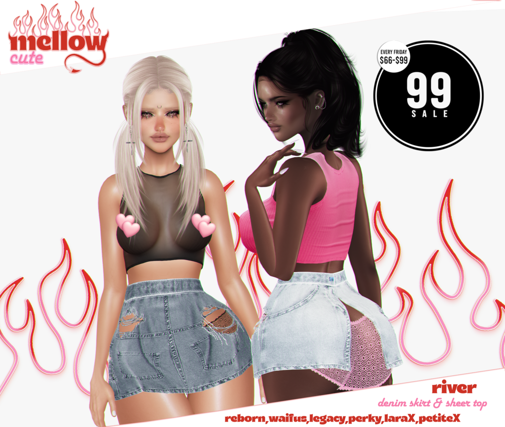 River Denim Skirt &amp; Sheer Top - Legacy/MaitreyaX/Reborn/+mods	&lt;a href=&quot;http://maps.secondlife.com/secondlife/La%20Vie/151/124/26&quot; target=&quot;_blank&quot;&gt;Teleport&lt;/a&gt;