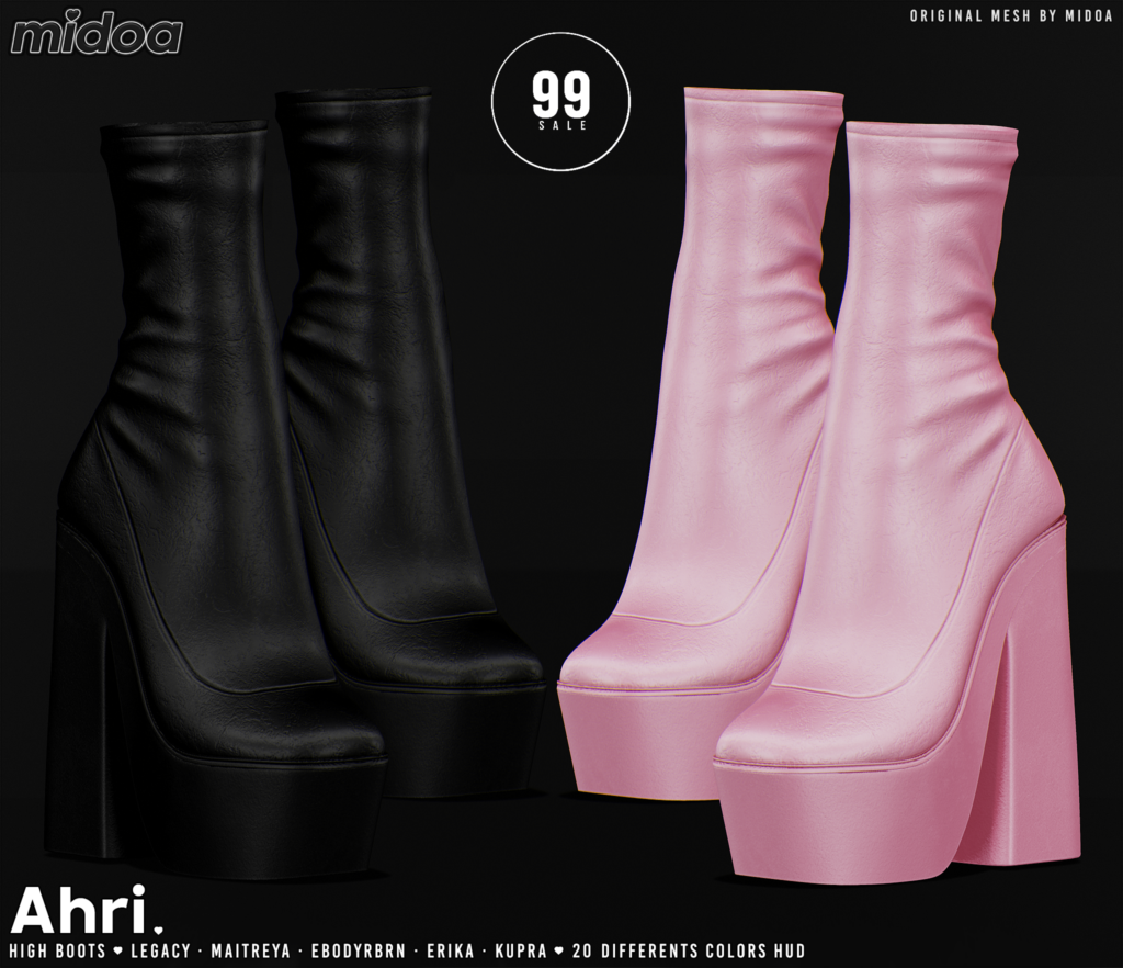 Ahri High Boots - Erika/Inithium/Legacy/Maitreya/Reborn	&lt;a href=&quot;http://maps.secondlife.com/secondlife/Filhomes/19/70/2677&quot; target=&quot;_blank&quot;&gt;Teleport&lt;/a&gt;