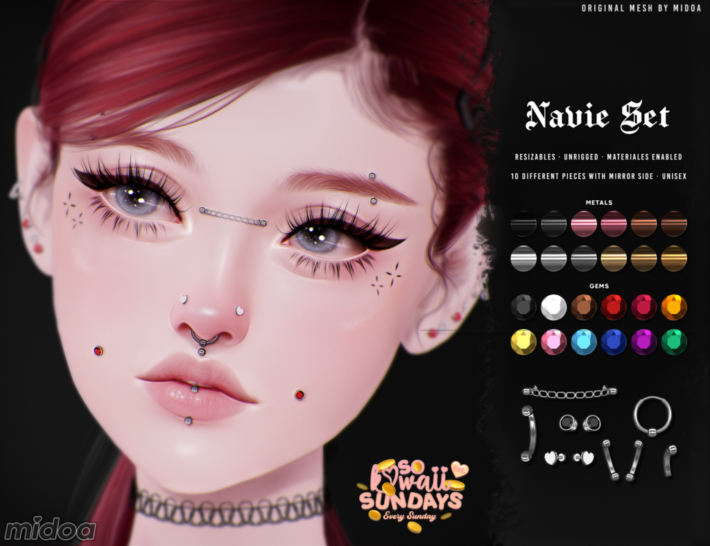 Navie Piercing Set	&lt;a href=&quot;http://maps.secondlife.com/secondlife/Filhomes/21/72/2677&quot; target=&quot;_blank&quot;&gt;Teleport&lt;/a&gt;