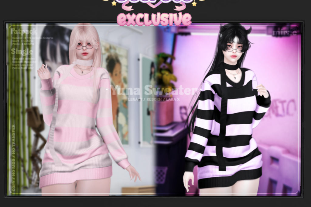 Yuna Sweater - Legacy/MaitreyaX/Reborn, L$320 each/L$1200 FP