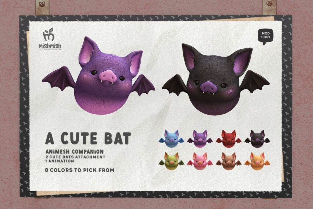 A Cute Bat Animesh Pet, L$229 each