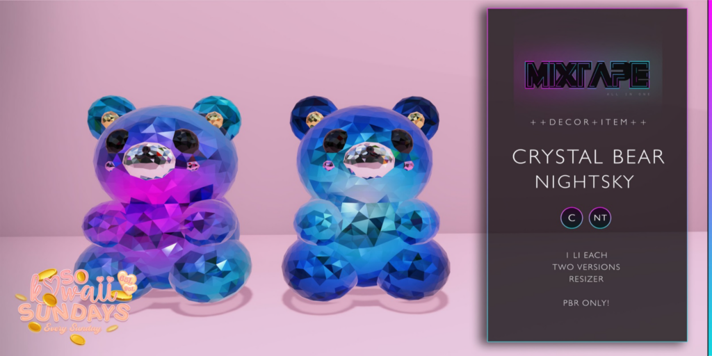 Crystal Bear Decor	&lt;a href=&quot;http://maps.secondlife.com/secondlife/Lovely%20Day/14/190/25&quot; target=&quot;_blank&quot;&gt;Teleport&lt;/a&gt;