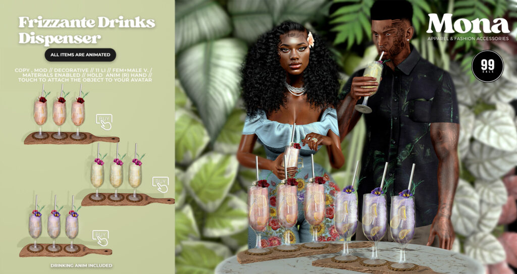 Frizzante Drinks Dispenser Decor	&lt;a href=&quot;https://maps.secondlife.com/secondlife/Tulsa%20Time/97/217/1502&quot; target=&quot;_blank&quot;&gt;Teleport&lt;/a&gt;