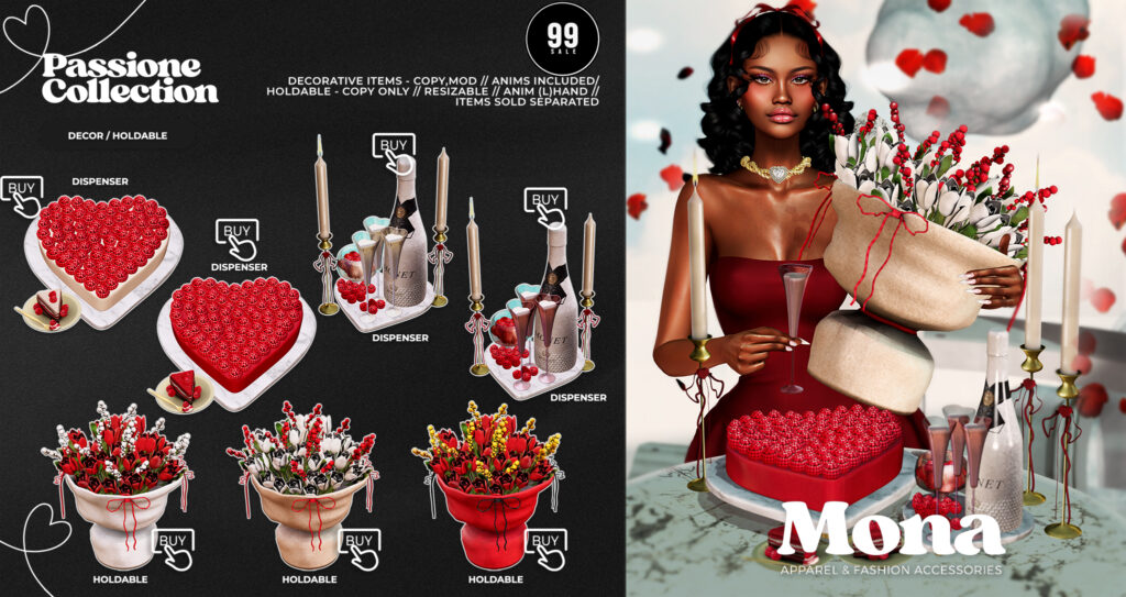 Passione Collection Holdable Accessories &amp; Decor	&lt;a href=&quot;https://maps.secondlife.com/secondlife/Tulsa%20Time/97/217/1502&quot; target=&quot;_blank&quot;&gt;Teleport&lt;/a&gt;