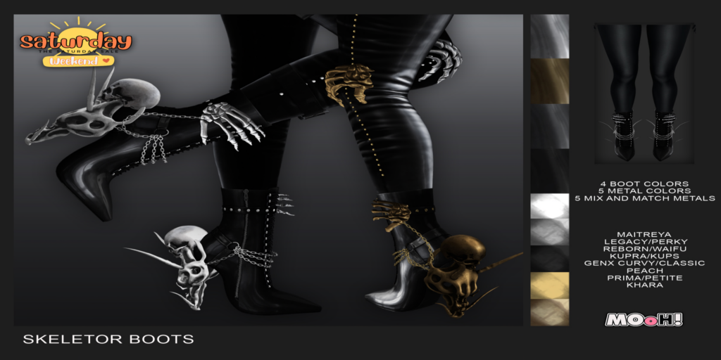 Skeletor Boots - GenX/Inithium/Legacy/Maitreya/Peach/Prima/Reborn/+mods	&lt;a href=&quot;http://maps.secondlife.com/secondlife/Chillium/177/79/1702&quot; target=&quot;_blank&quot;&gt;Teleport&lt;/a&gt;