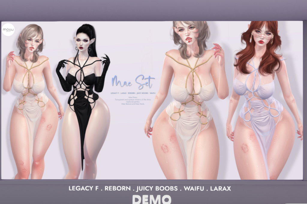 Mae Dress, Heels &amp; Gloves - Legacy/MaitreyaX/Reborn/+mods, L$299-L$549 each/L$1399 FP/L$1699 MP