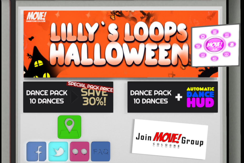 Lilly&#039;s Halloween Loops Dances, L$300 each/L$2399-L$3199 each FP