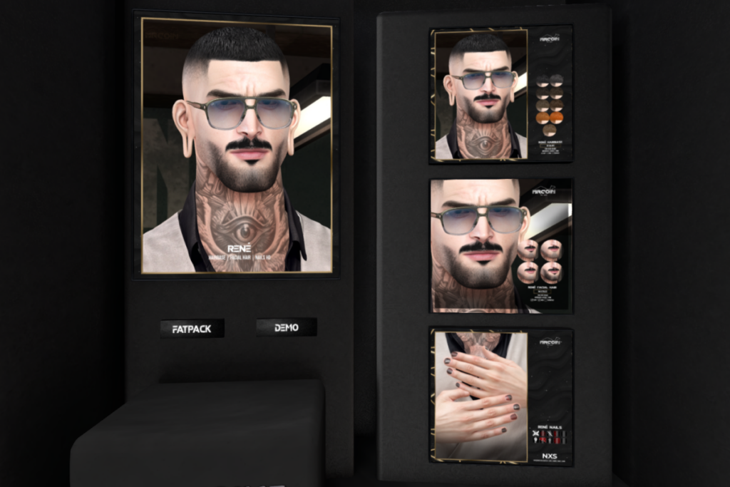 Rene Facial Hair, Hairbase &amp; Nails - EvoX/Gianni/Jake/Kario/Legacy, L$175-L$280 each/L$700 FP