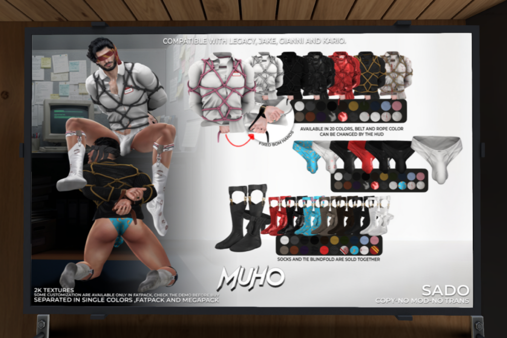 Sado Set - Jake/Gianni/Inithium/Legacy, L$189 each/L$1099 each FP/L$1699 MP