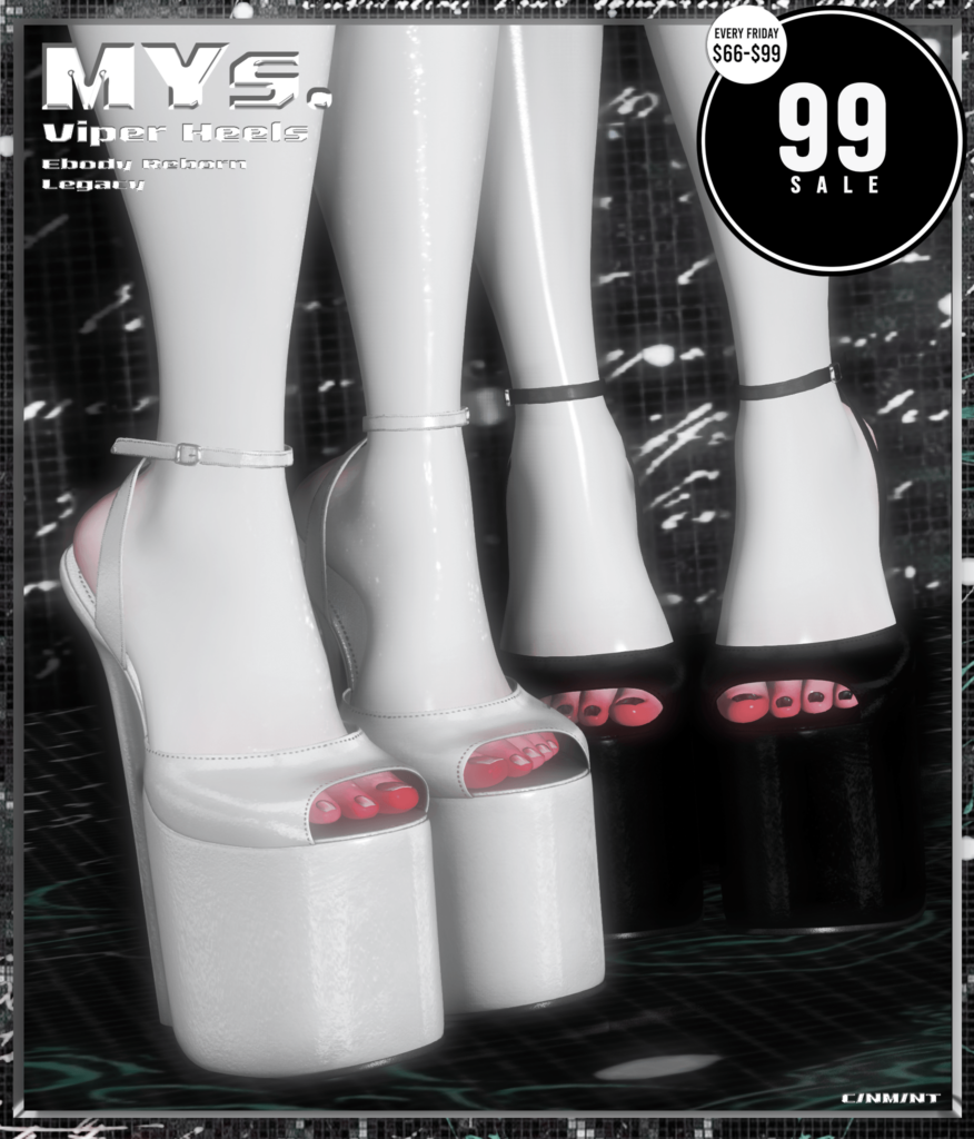 Viper Heels - Legacy/Reborn	&lt;a href=&quot;http://maps.secondlife.com/secondlife/Phoenix%20Paradise/38/95/1545&quot; target=&quot;_blank&quot;&gt;Teleport&lt;/a&gt;