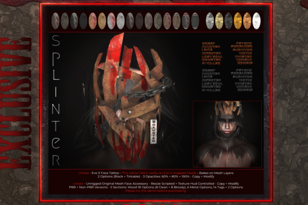 Splinter Head Dress - EvoX, L$249