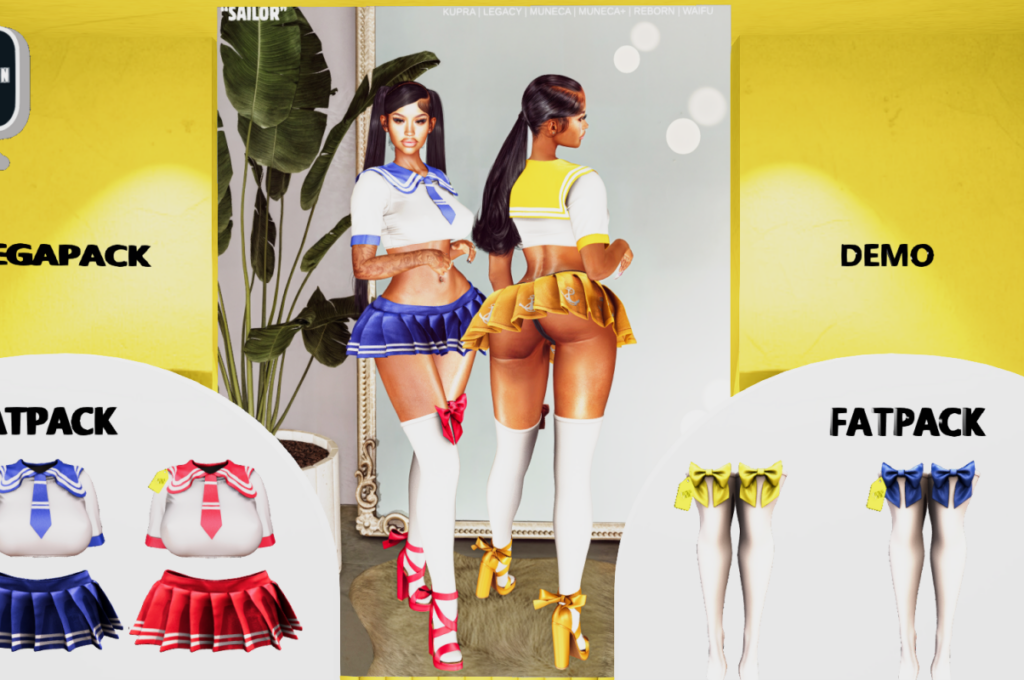 Sailor Costume, Socks, &amp; Heels - Inithium/Legacy/Reborn/Yentements/+mods, L$599-L$699 each FP