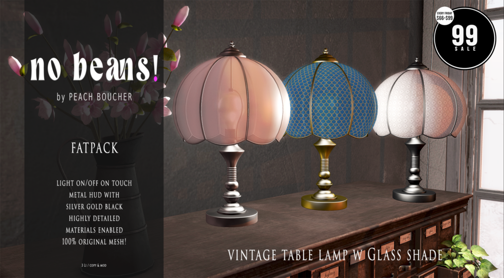 Vintage Table Lamp Decor	&lt;a href=&quot;http://maps.secondlife.com/secondlife/Ethereal%20Shores/29/176/3002&quot; target=&quot;_blank&quot;&gt;Teleport&lt;/a&gt;